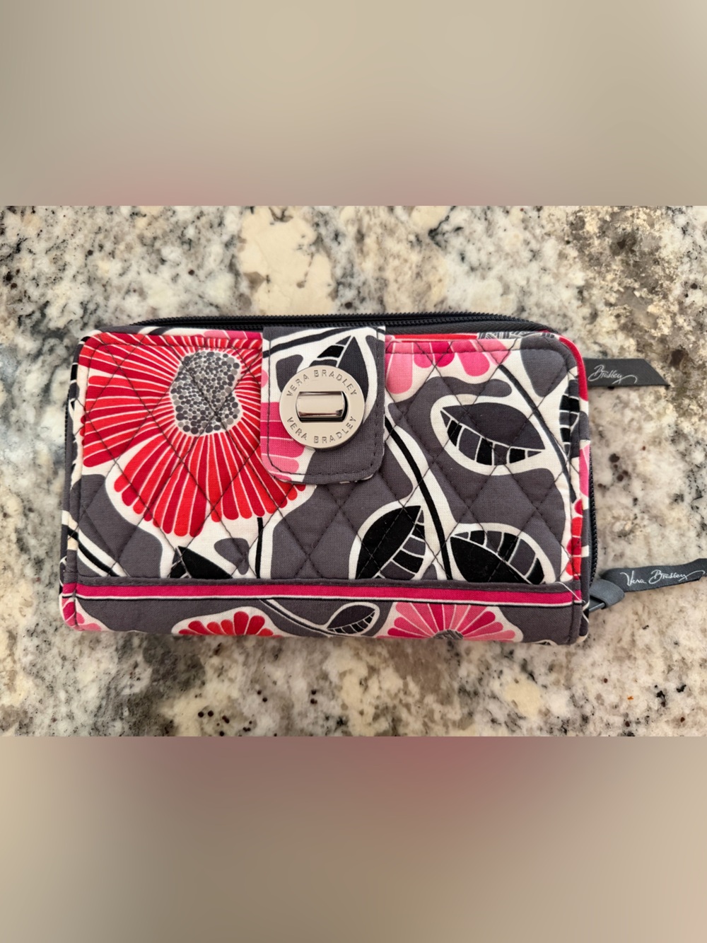 Vera Bradley Quilted Zip Wallet — Cherry Blossom Print